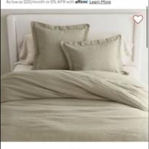Belgian flax linen pottery barn duvet cover color is eucalyptus